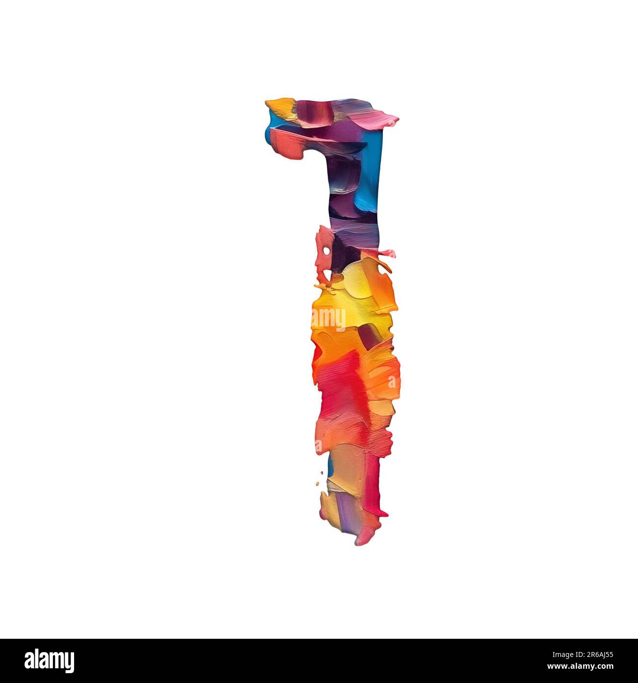 numbers made of palette knife oil paints, white background, 3d