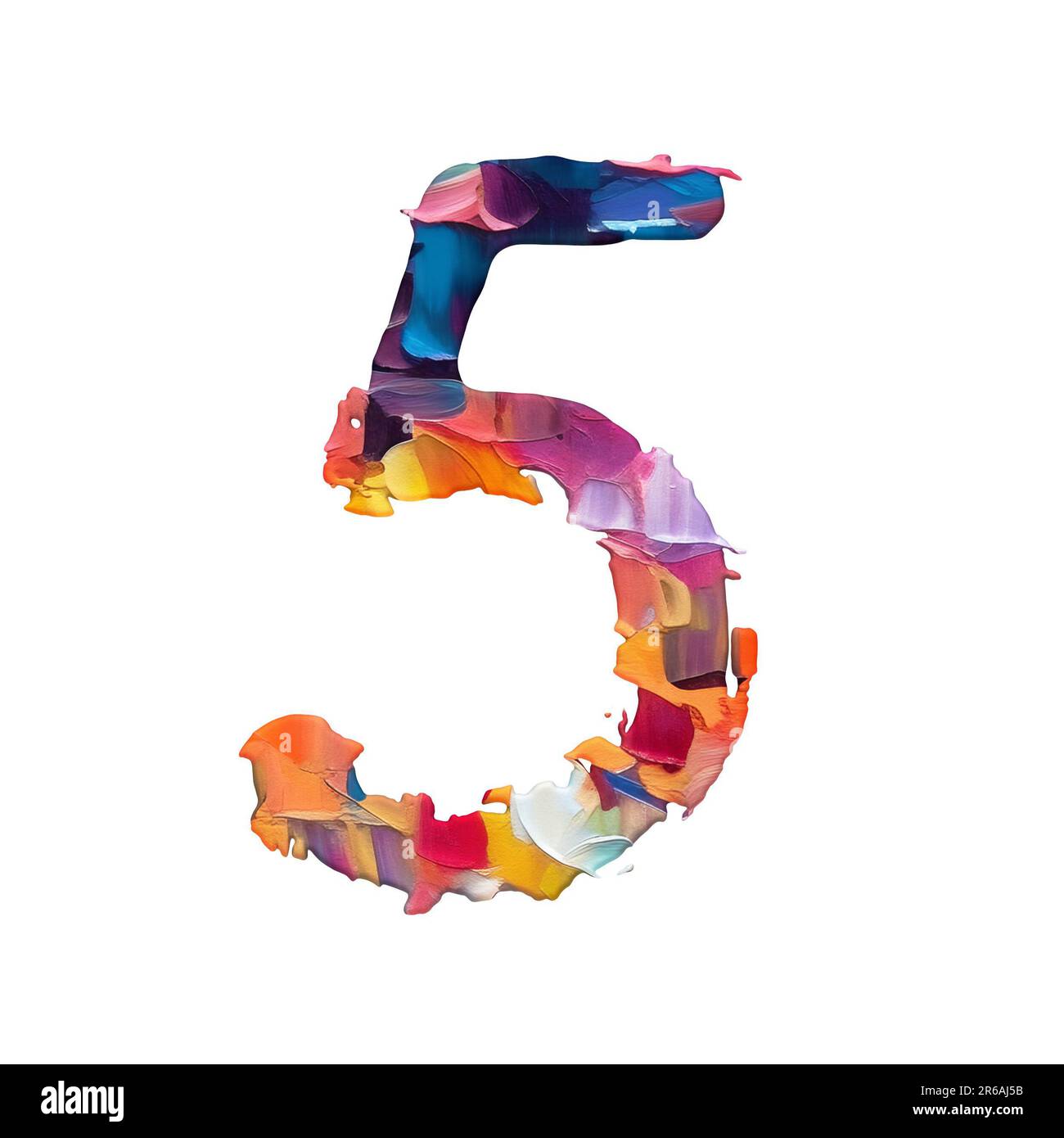 numbers made of palette knife oil paints, white background, 3d