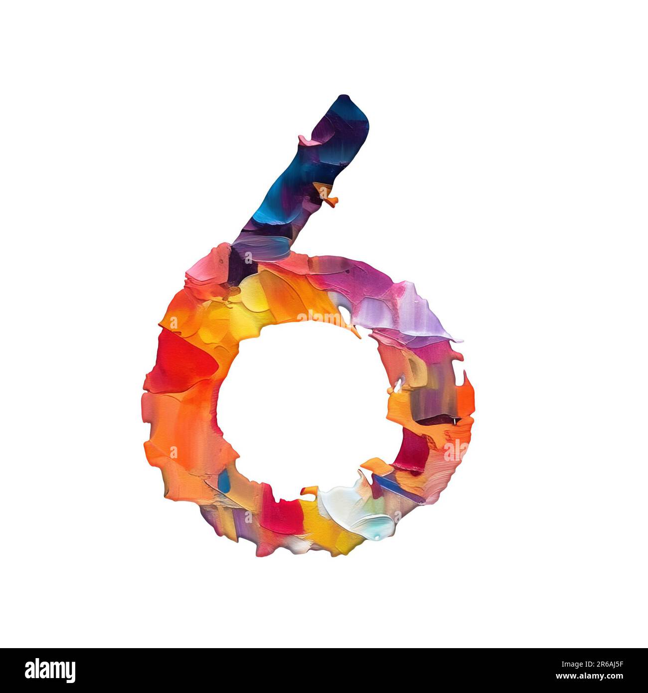 numbers made of palette knife oil paints, white background, 3d