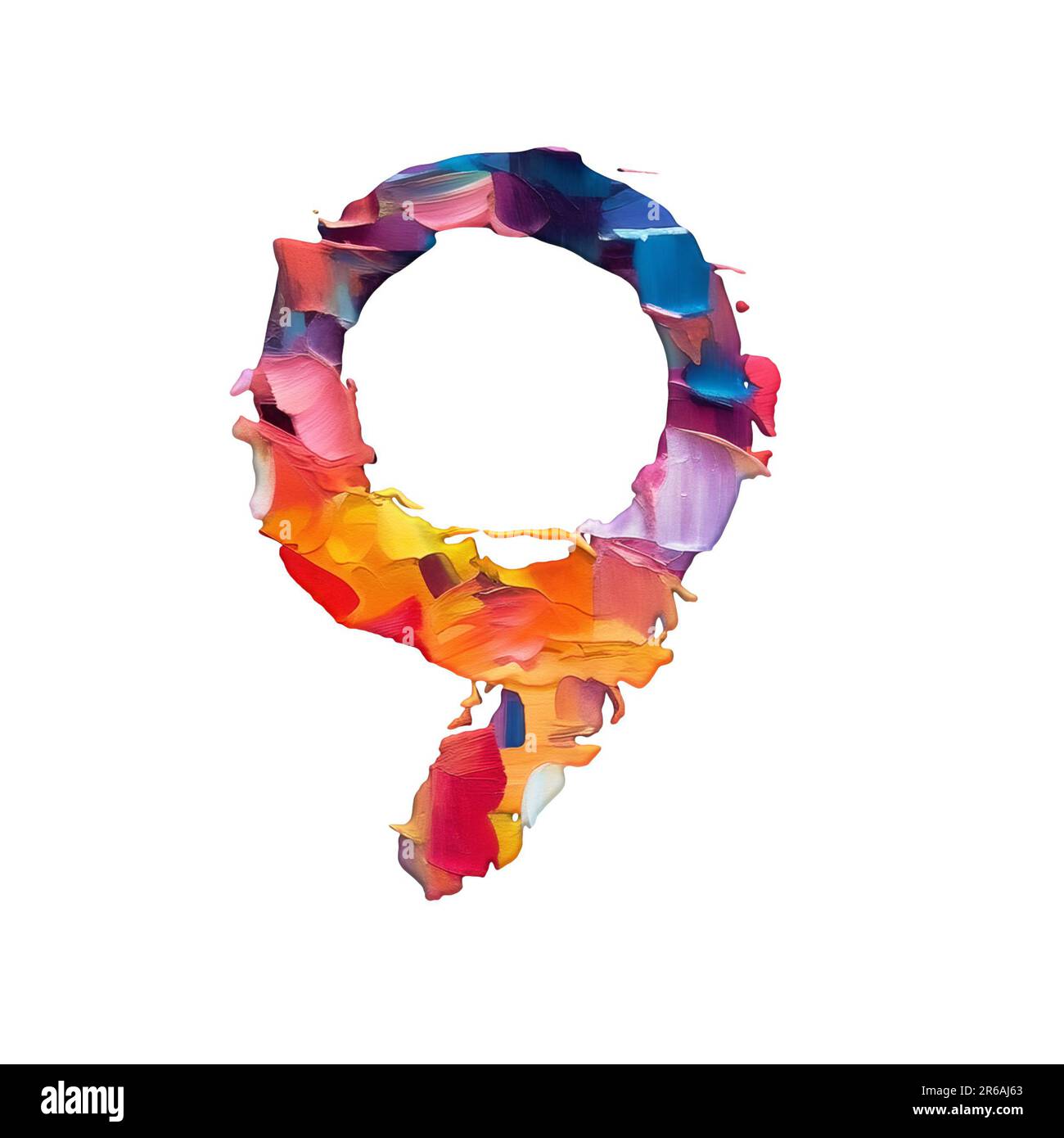 numbers made of palette knife oil paints, white background, 3d