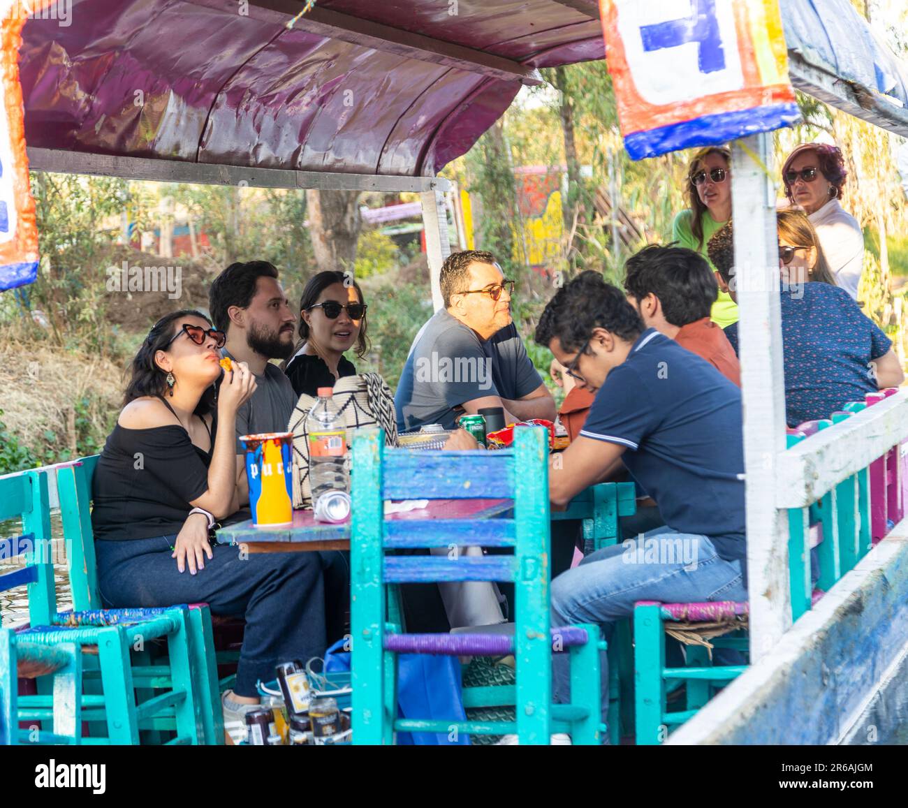 Popular tourist attraction boating Xochimiloco, Mexico City, Mexico Stock Photo