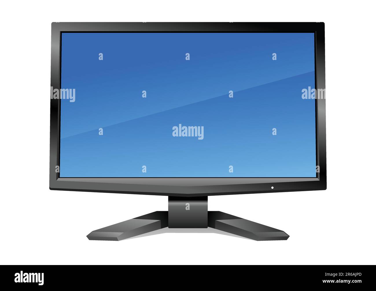 Modern Led-monitor With Clear Blue Screen Isolated On White. Vector 