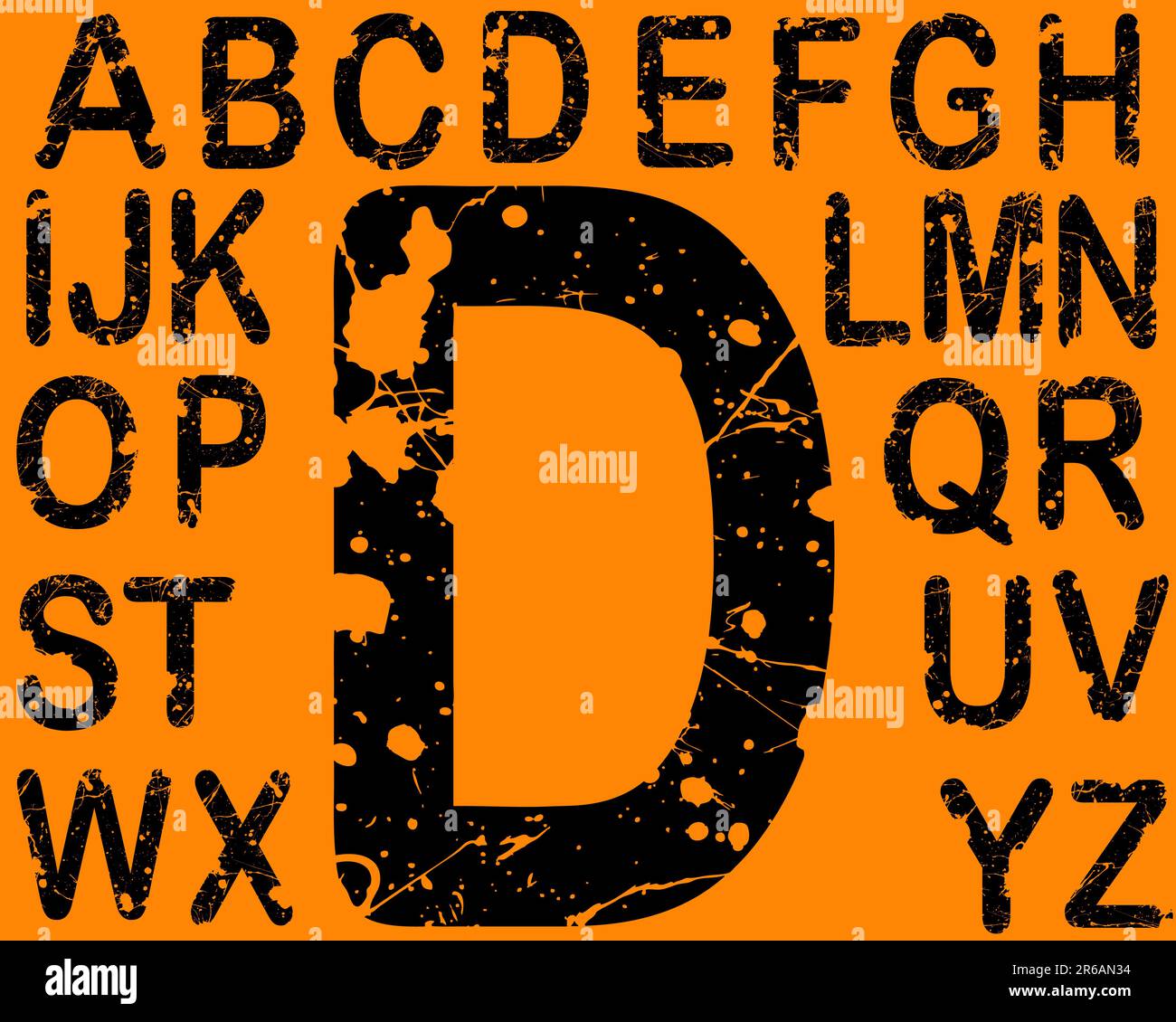 Acid Etched Font -  26 Individual Vector Letters (Acid etching is transparent so the letters can be overlaid on other graphics ) Stock Vector