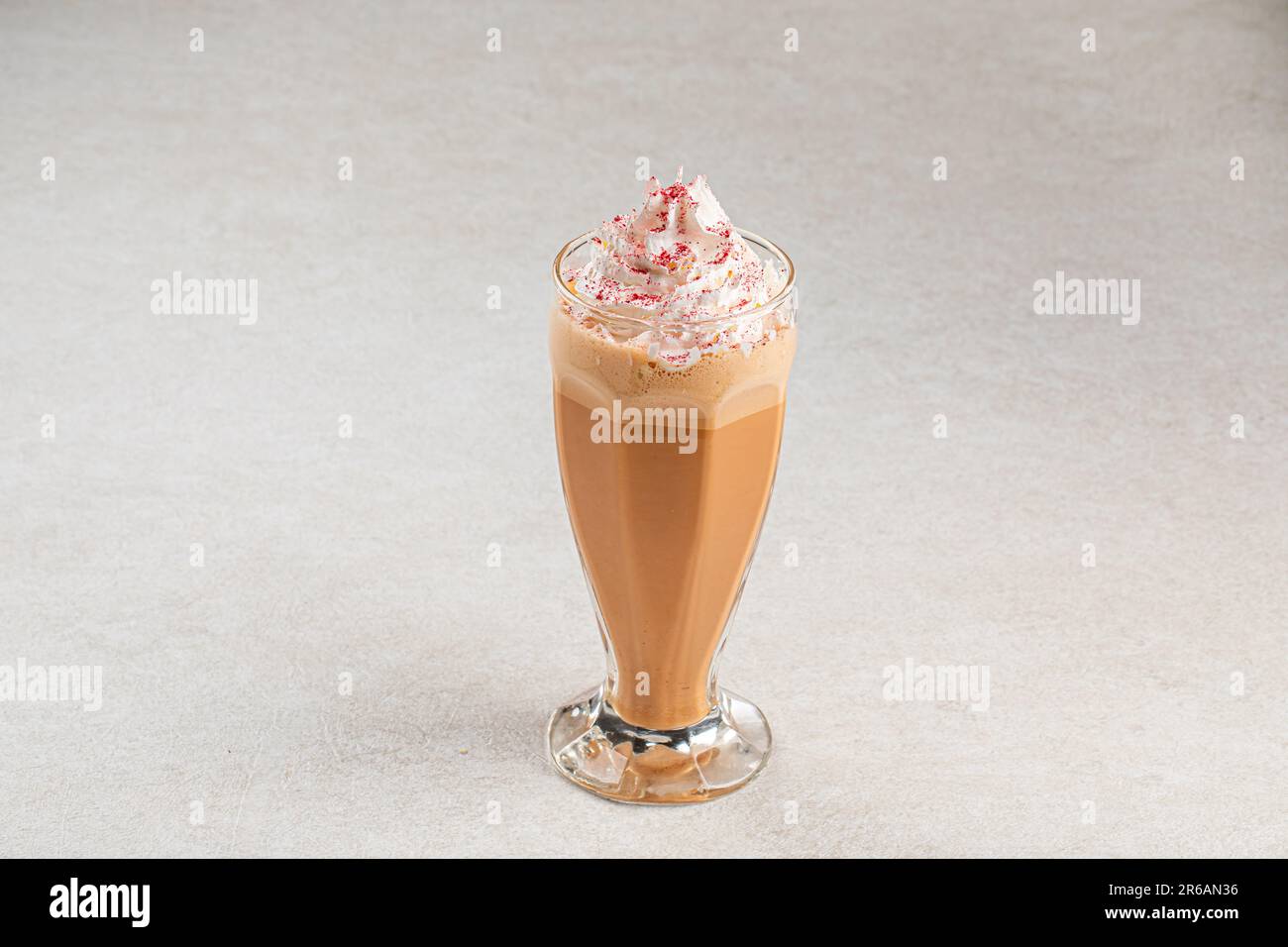 Portion of sweet frapuccino with whipped cream Stock Photo