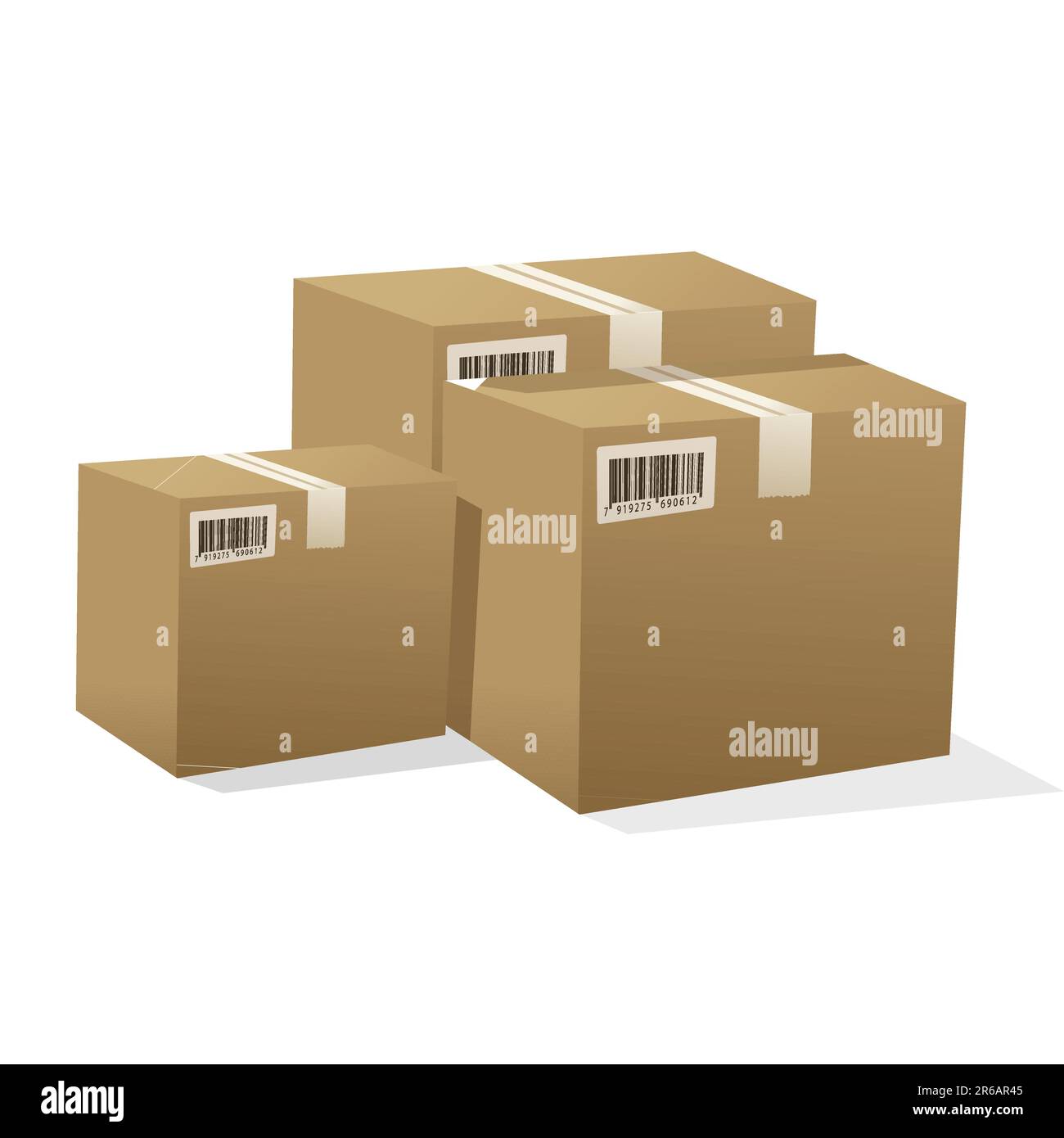 illustration of pile of cardboard boxes with bar code Stock Vector
