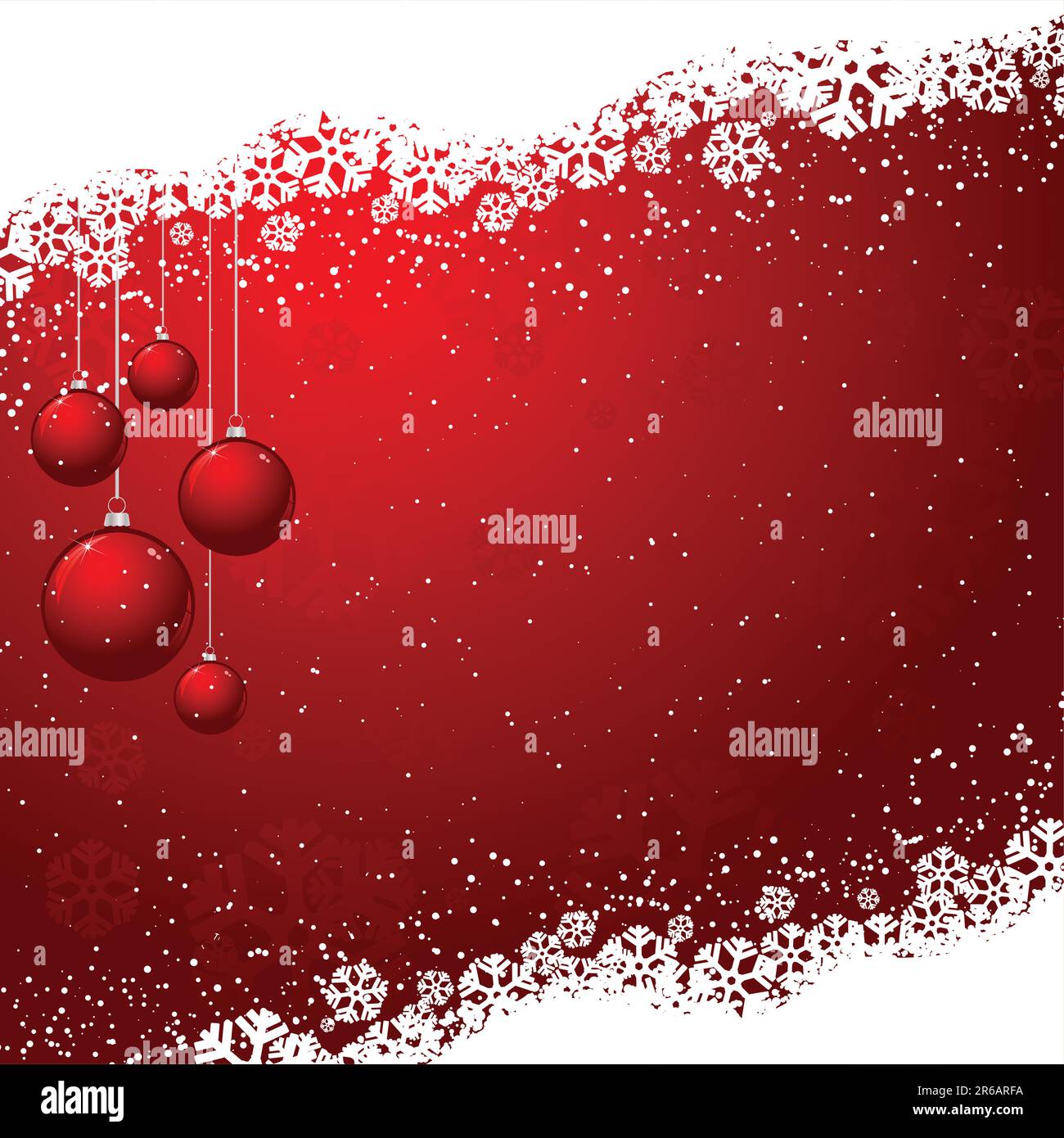 Hanging Christmas baubles on a snowflake background Stock Vector Image ...
