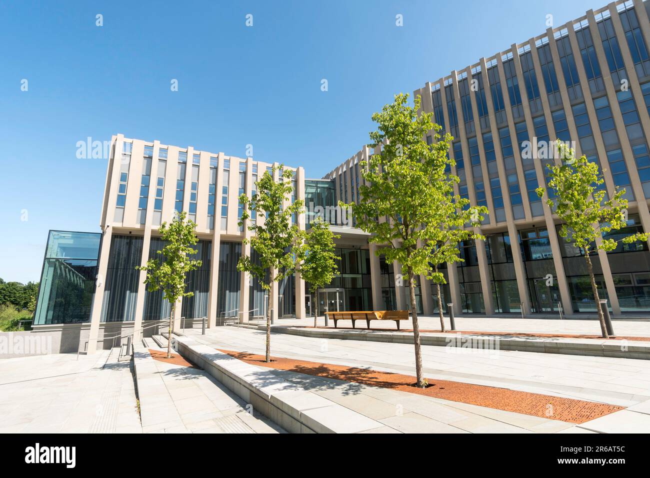 The controversial new Durham University Business School Building on The Sands, Durham City, England, UK Stock Photo