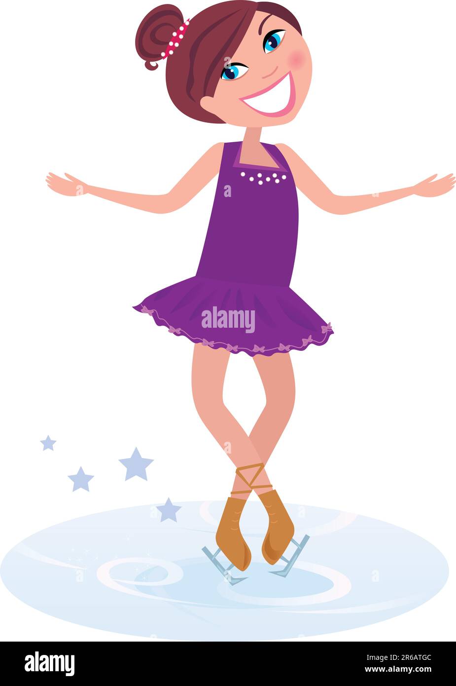 Vector Illustration of cute ice skating woman Stock Vector Image & Art ...