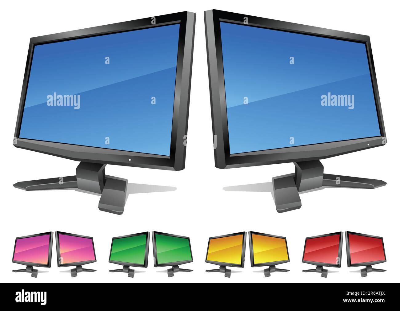 Modern ledmonitors with clear color screens. Vector illustration can be scale to any size and