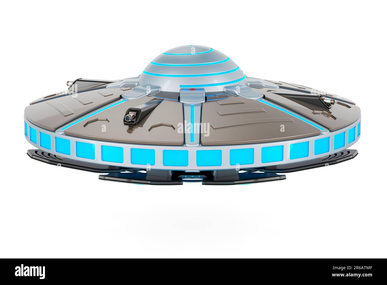 UFO, Unidentified Flying Object. 3D rendering isolated on white ...