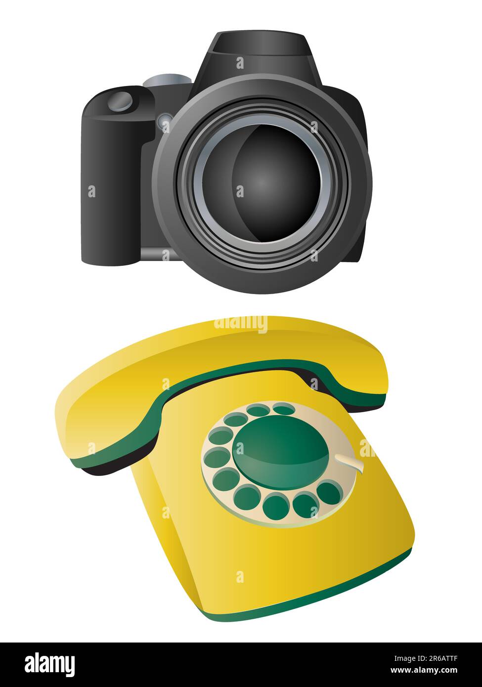 Vector icons of photo camera and telephone. Stock Vector