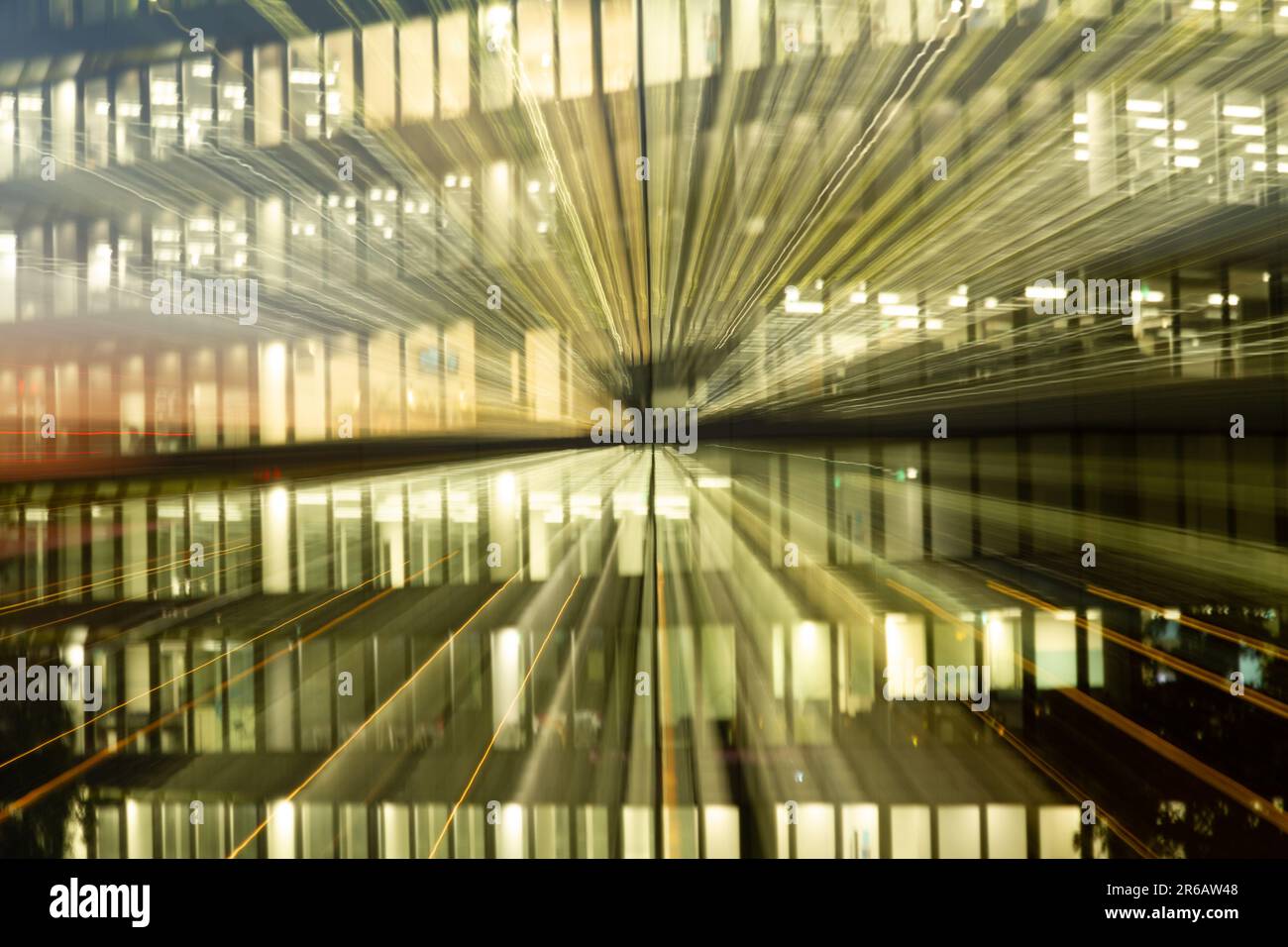 Abstract of zoomed light from office windows in an office block in the City of London Stock Photo
