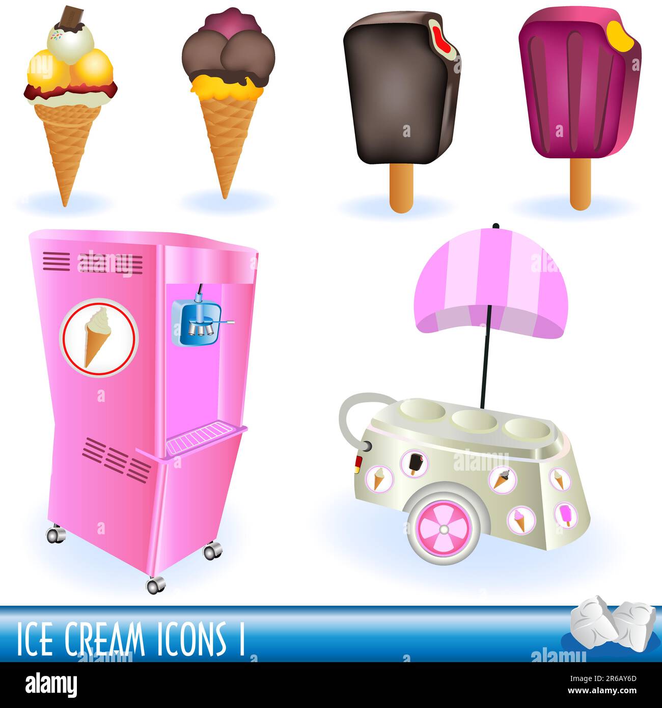 A collection of ice cream icons, part 1 Stock Vector