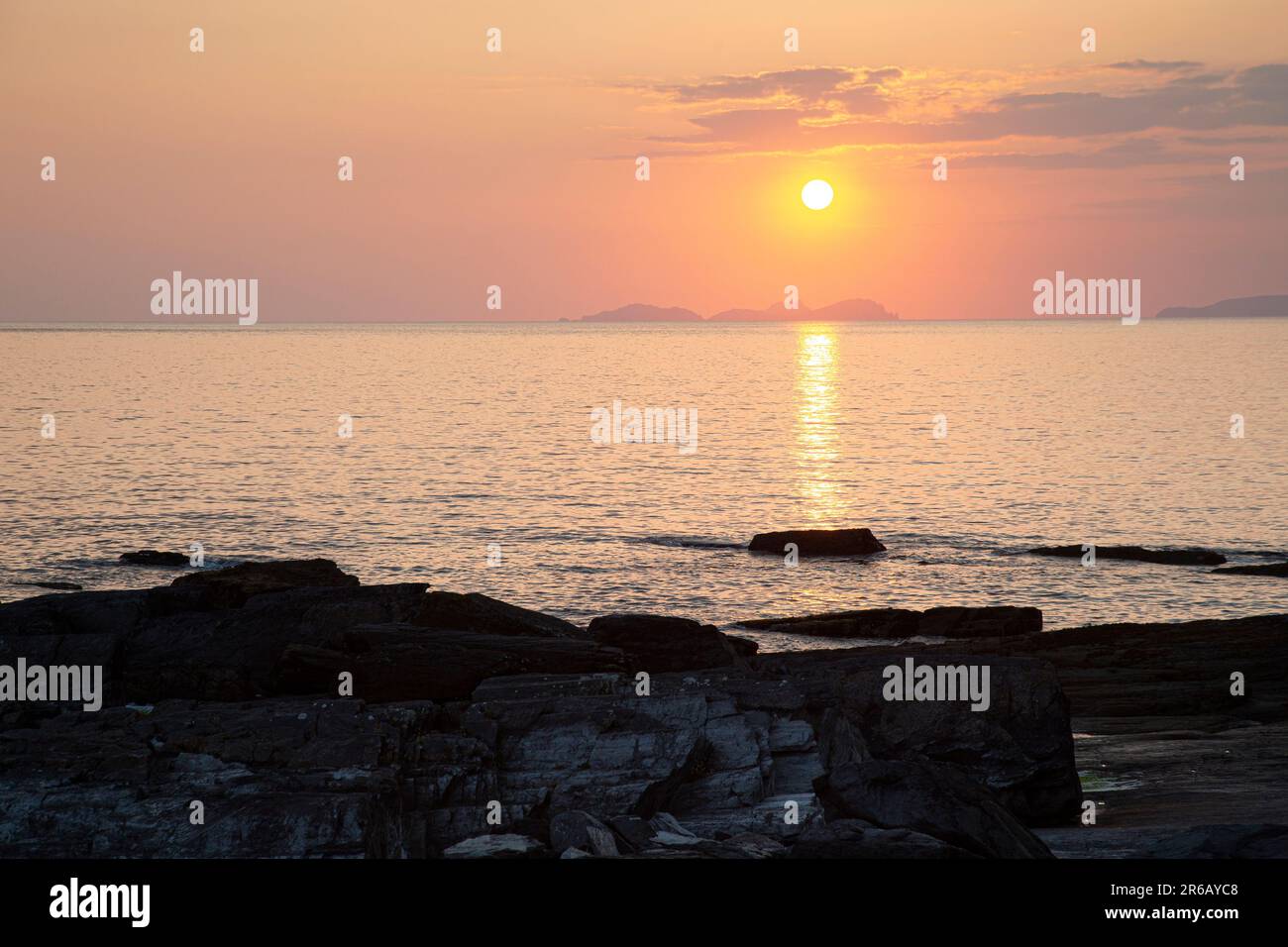 Golden sunset from Valentia Island, County Kerry, Ireland Stock Photo
