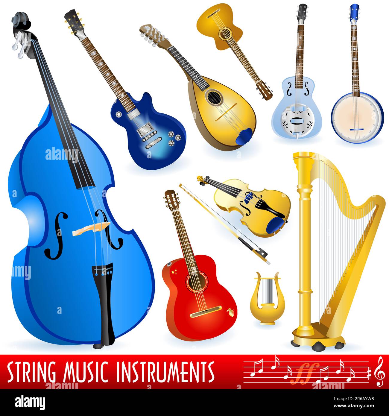 A collection of different string musical instruments Stock Vector Image ...