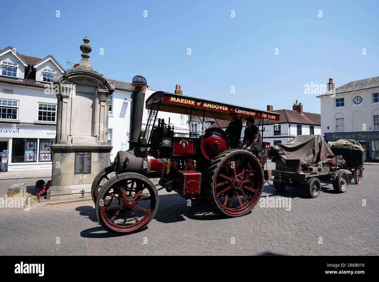 The Ruston Proctor Tractor 52453, 'The Lincoln Imp', is driven through Petersfield in Hampshire as it travels to the Mid Hants Railway, also known as the Watercress Line, to take part in their Vintage Vehicles weekend which runs from 9-11 June. Picture date: Thursday June 8, 2023. Stock Photo