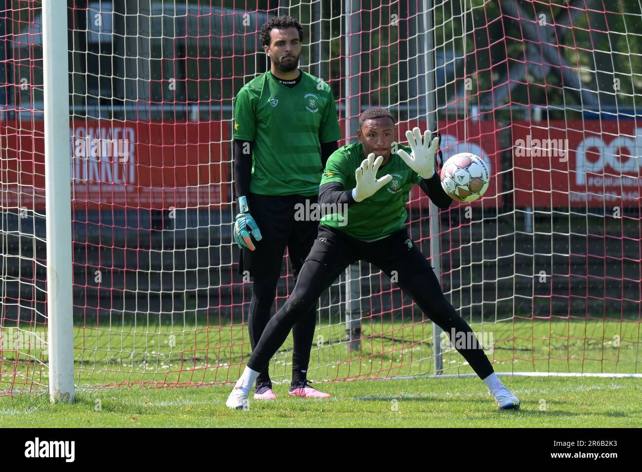 AMSTERDAM 08/06/2023, (lr) Suriname goalkeepers Ishan Kort and Joey