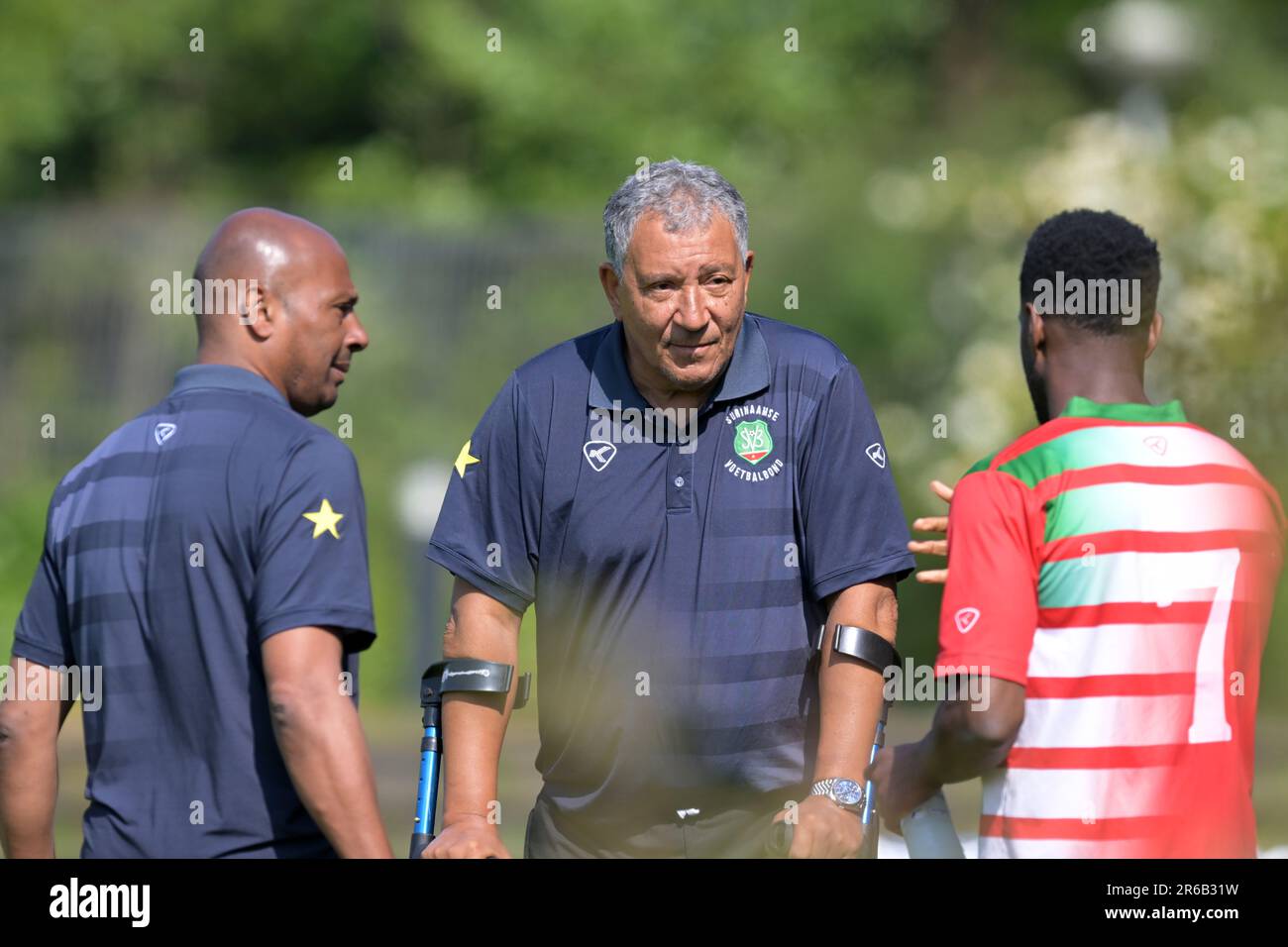 AMSTERDAM 08/06/2023, (lr) Suriname trainer, national coach Aron