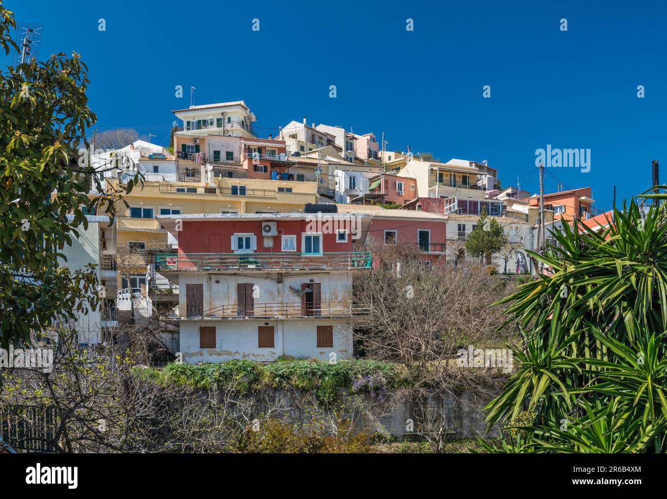 Hillside village of Pelekas, Corfu Island, Greece Stock Photo - Alamy