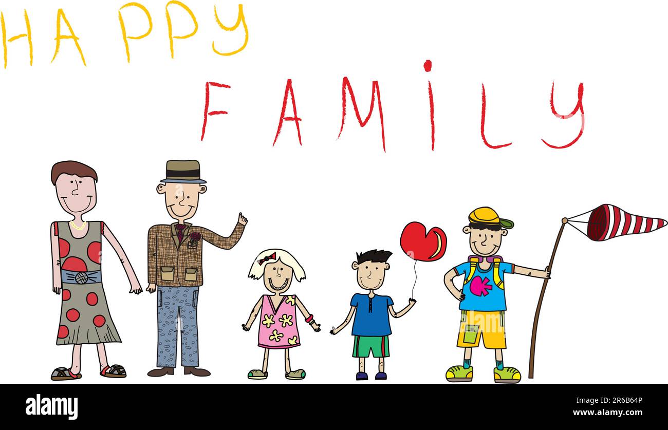 happy family on a white background. Illustration Stock Vector Image ...