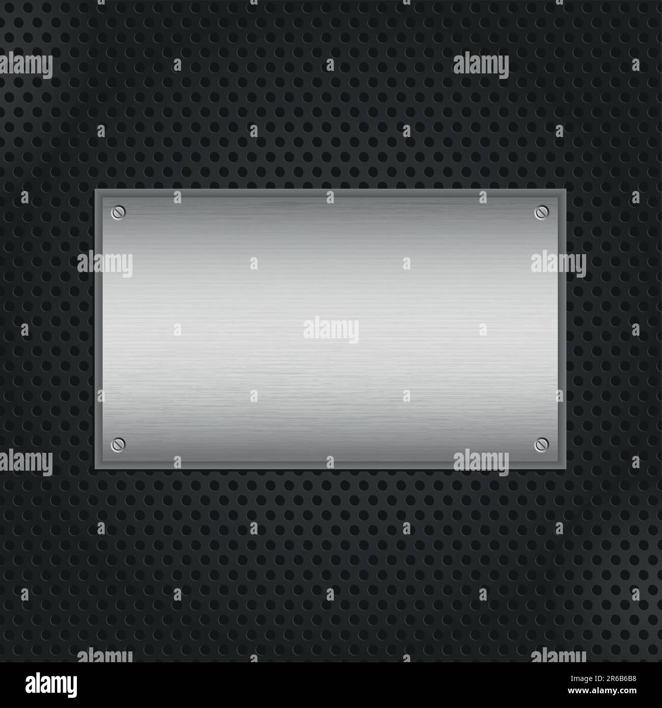 Brushed metal texture on a perforated black background Stock Vector