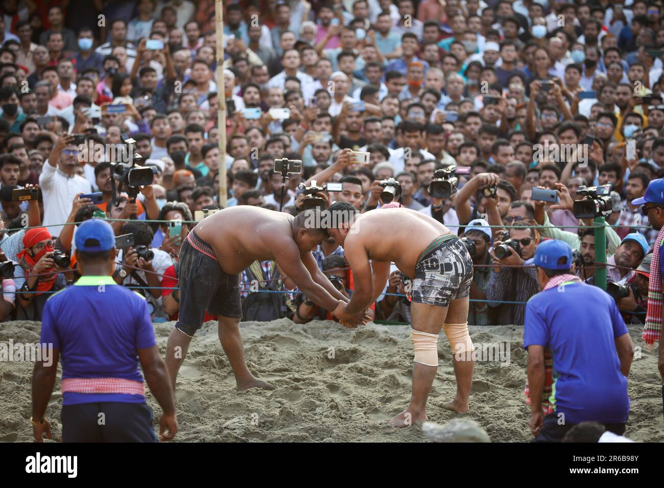 Chittagong, Bangladesh. 25th Apr, 2023. Abdul Jabbar, a resident of Badarpati area of Chittagong, started this Boli khela (a Wrestling Competition) to Stock Photo
