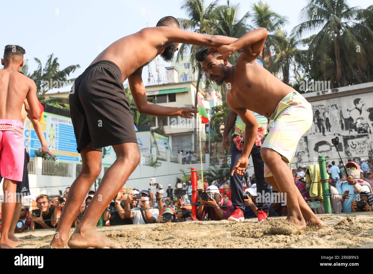 Chittagong, Bangladesh. 25th Apr, 2023. Abdul Jabbar, a resident of Badarpati area of Chittagong, started this Boli khela (a Wrestling Competition) to Stock Photo