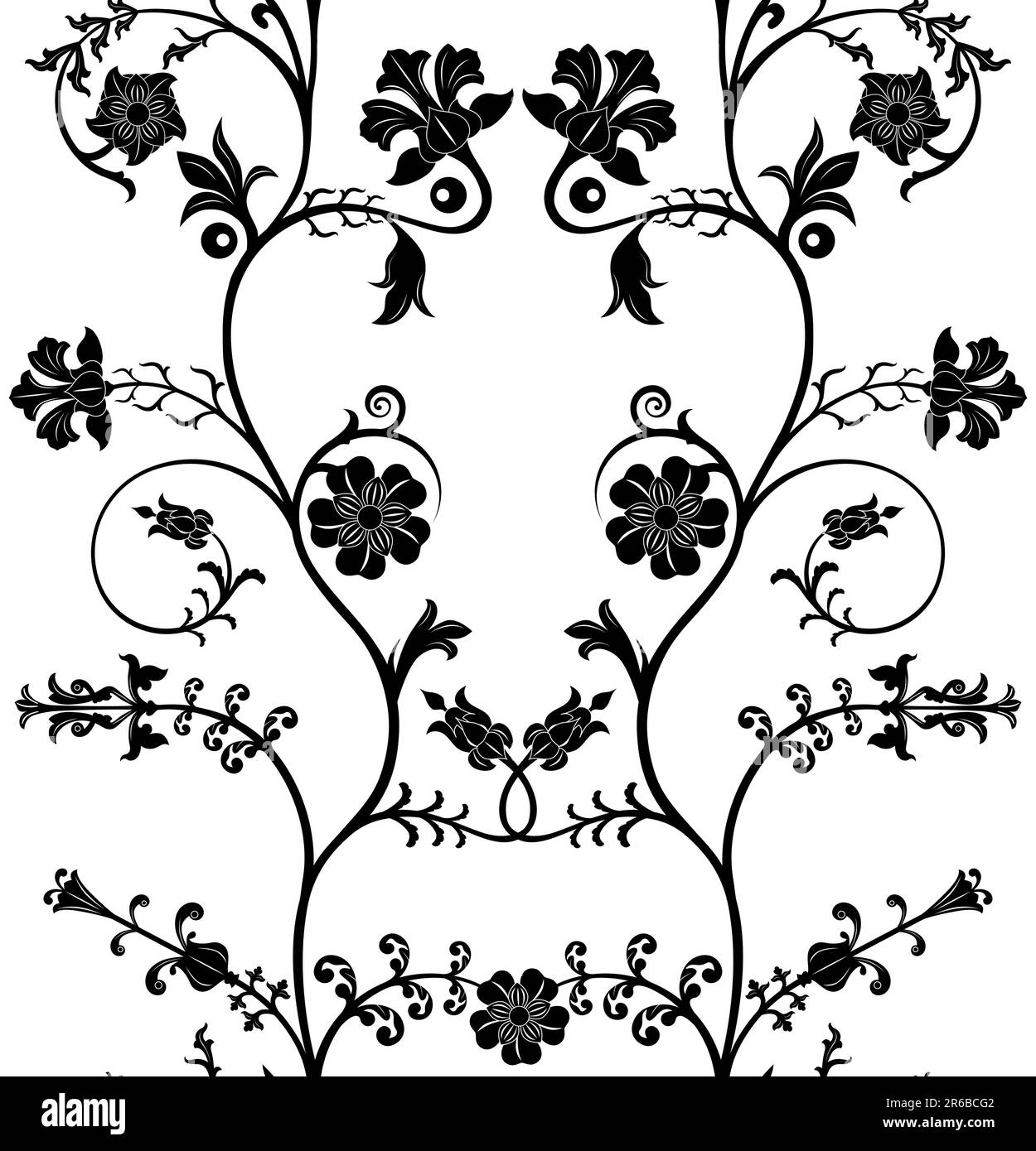 Vector seamless floral pattern on white background. Stock Vector