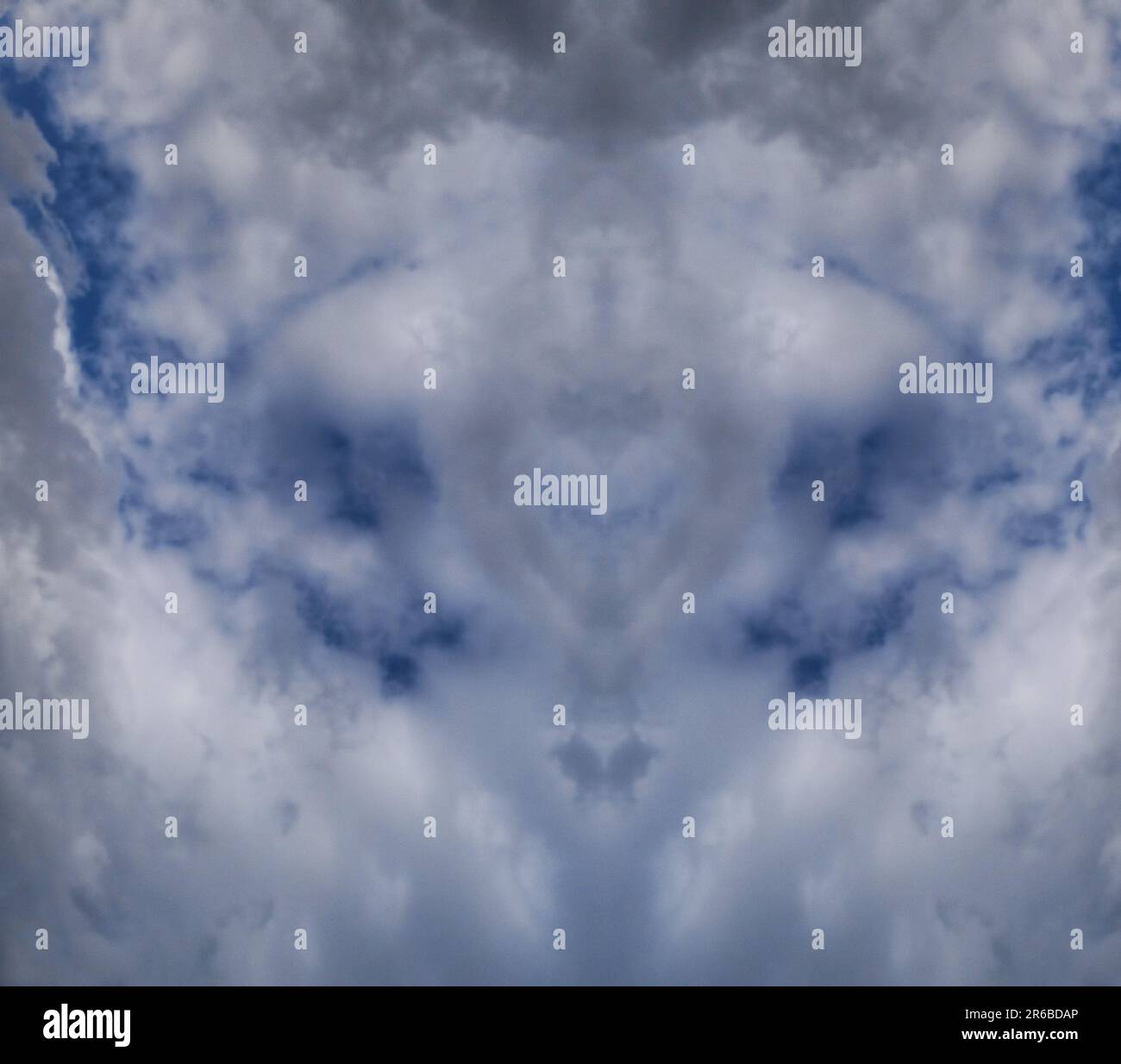 demonic, Abstract cloud formations, Sky and clouds, Mirrored, Rorschach visual abstractions, picture of clouds in the sky with a sky background Stock Photo