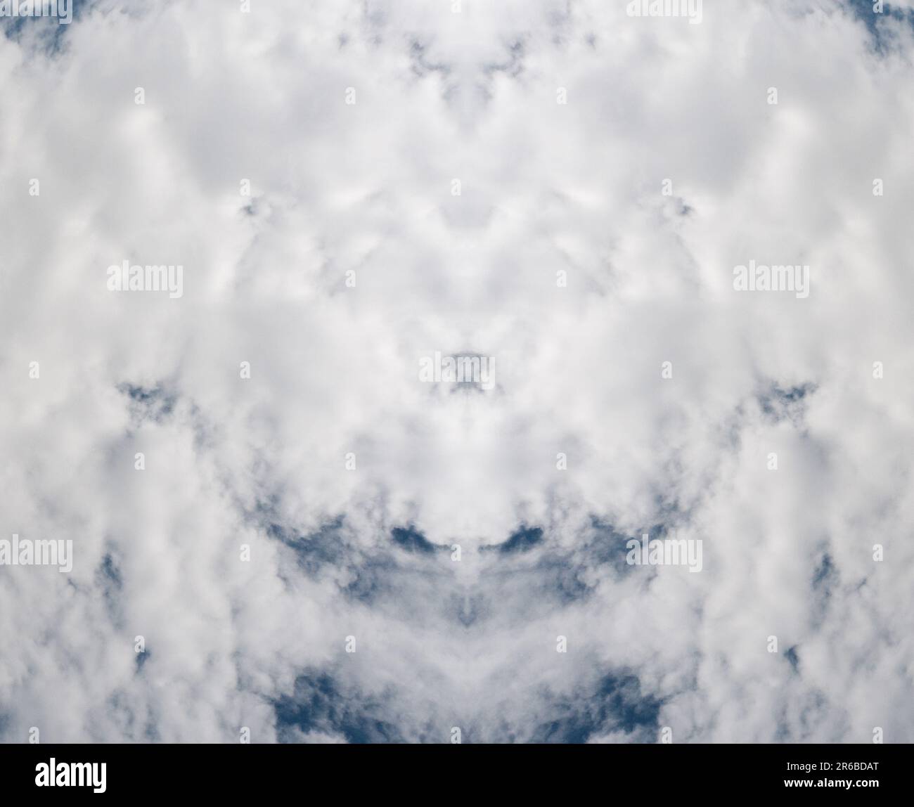happy. Abstract cloud formations, Sky and clouds, Mirrored, Rorschach visual abstractions, picture of clouds in the sky with a sky background Stock Photo