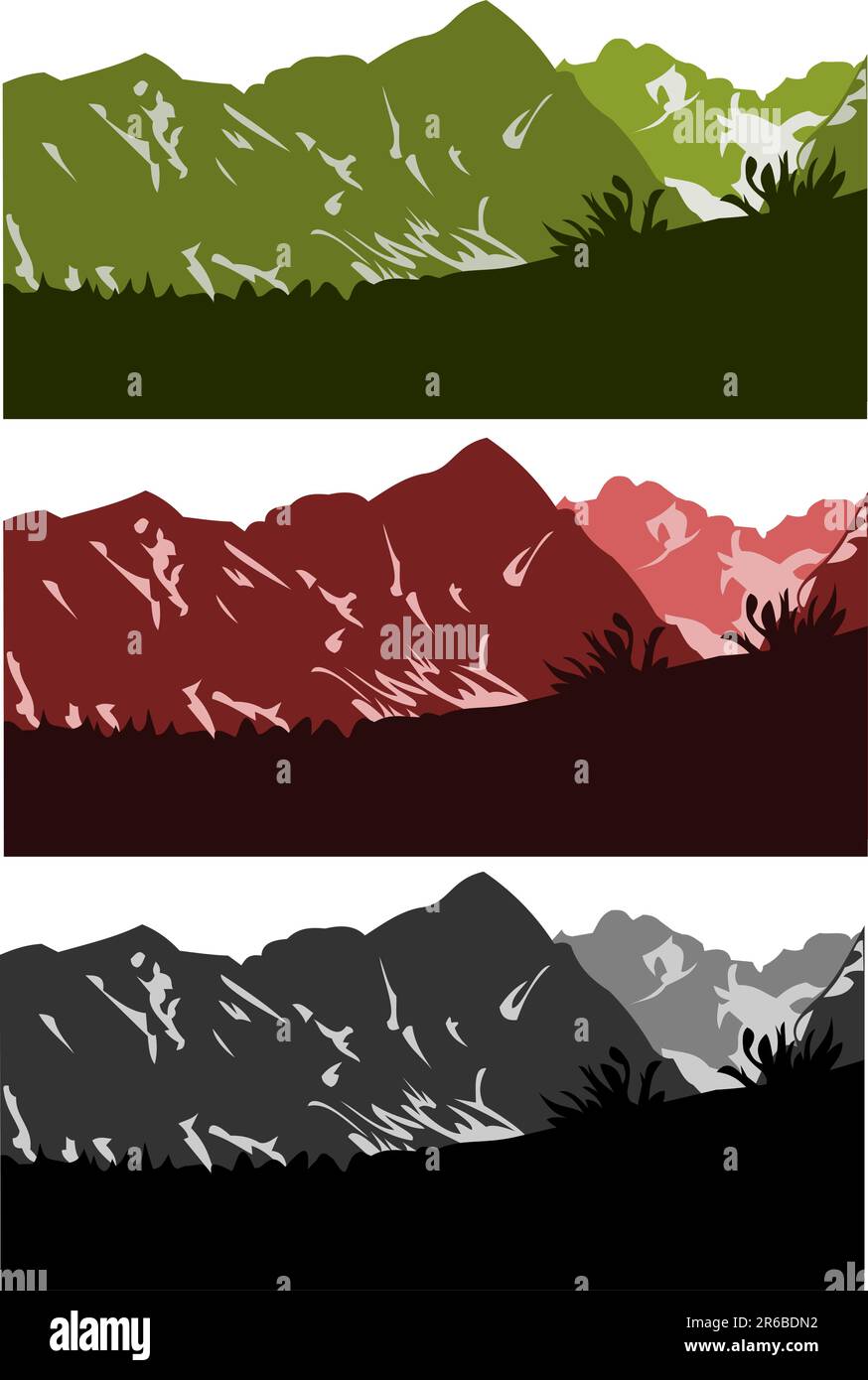 vector collection of mountains skylines Stock Vector