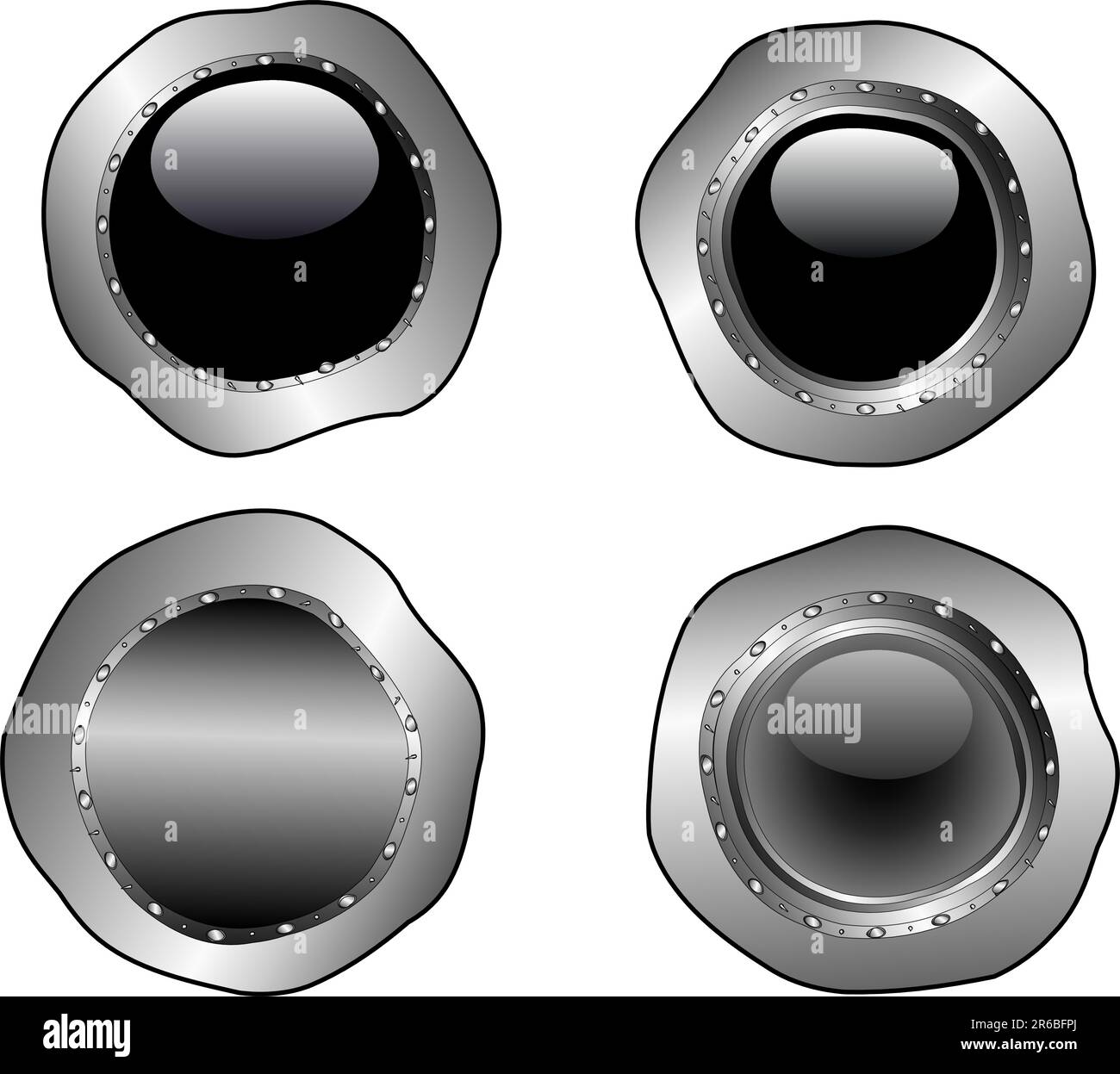 4 molten  Black Web Buttons (on seperated layers) Stock Vector