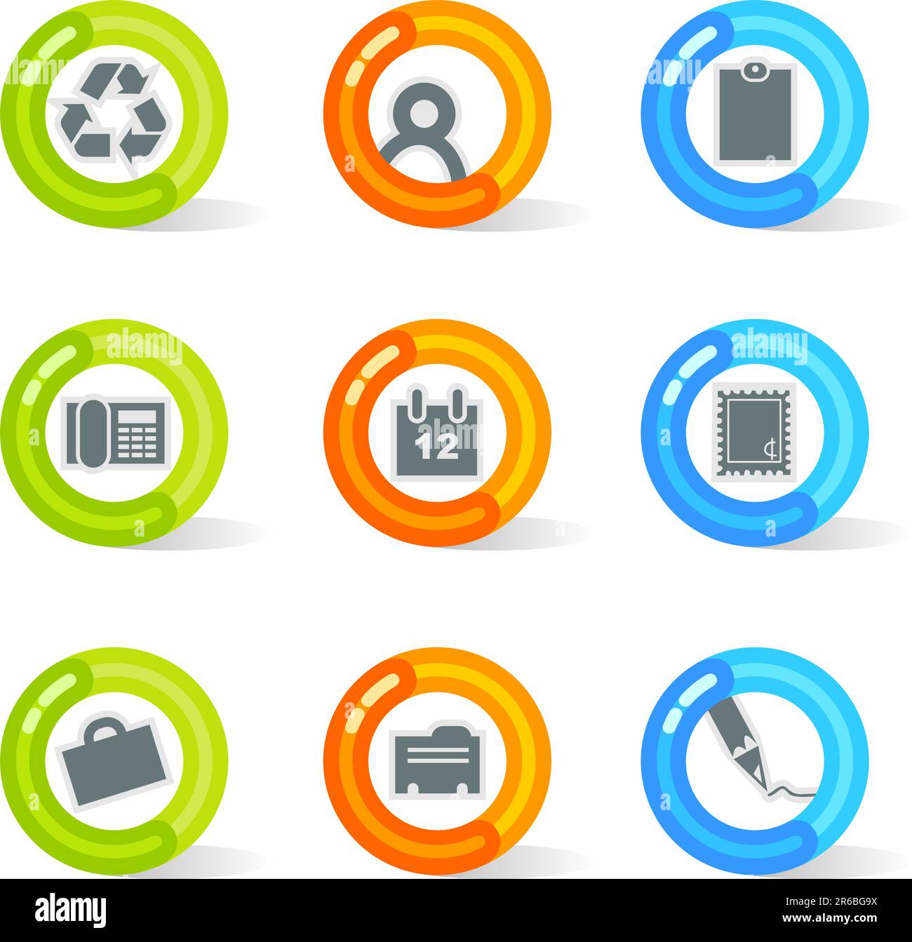 Stylish colorful gel Icons with device symbols; easy edit layered files. Stock Vector