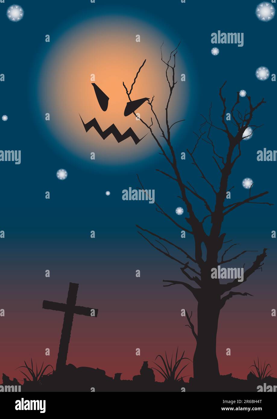 Halloween night scene. A vector illustration Stock Vector Image & Art ...