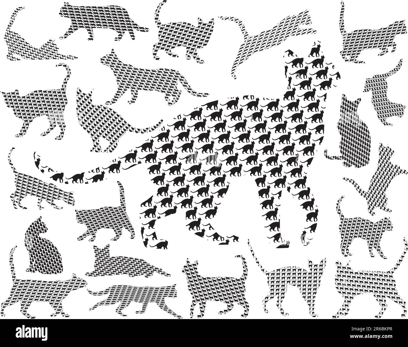 Set of vector cats made from their own outlines Stock Vector Image ...