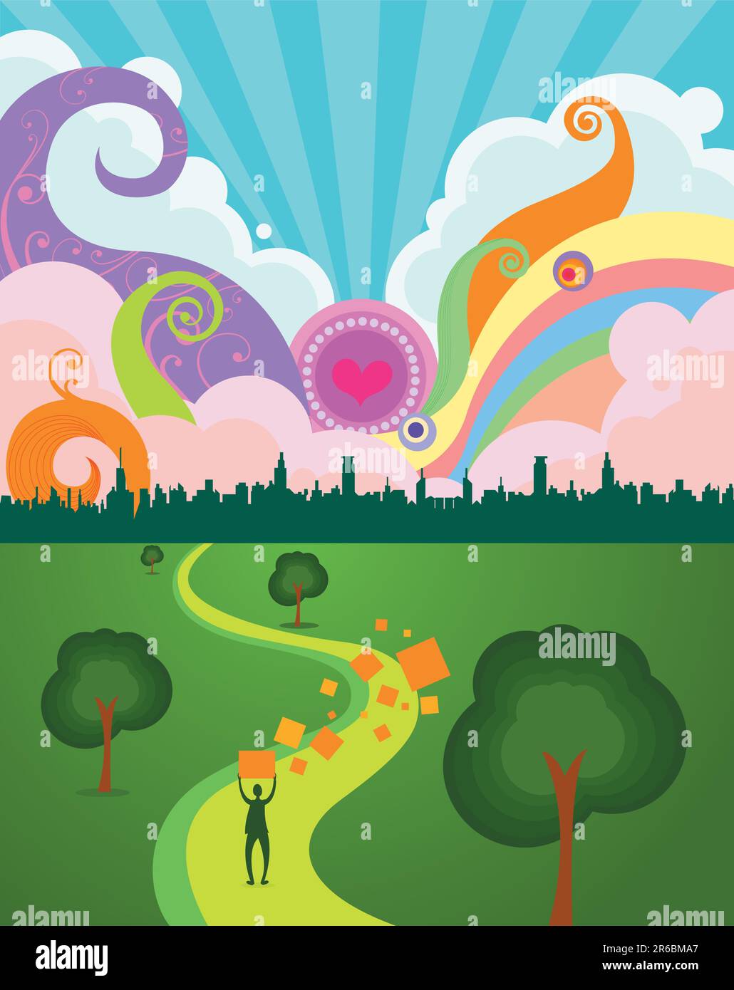 funky scenery background. created by Adobe Illustrator software. Stock Vector