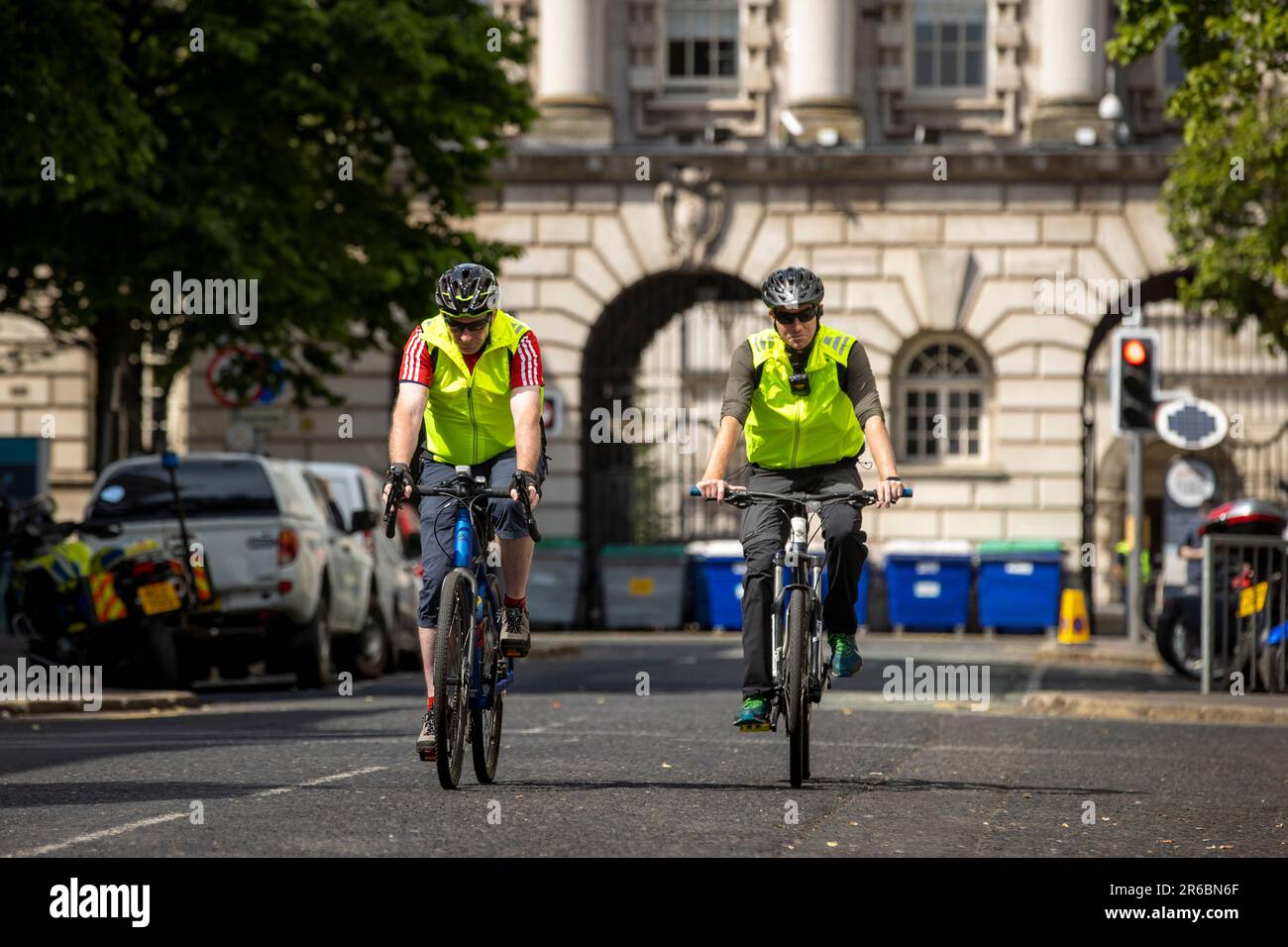 Police officers in Belfast on unmarked bicycles, as officers across