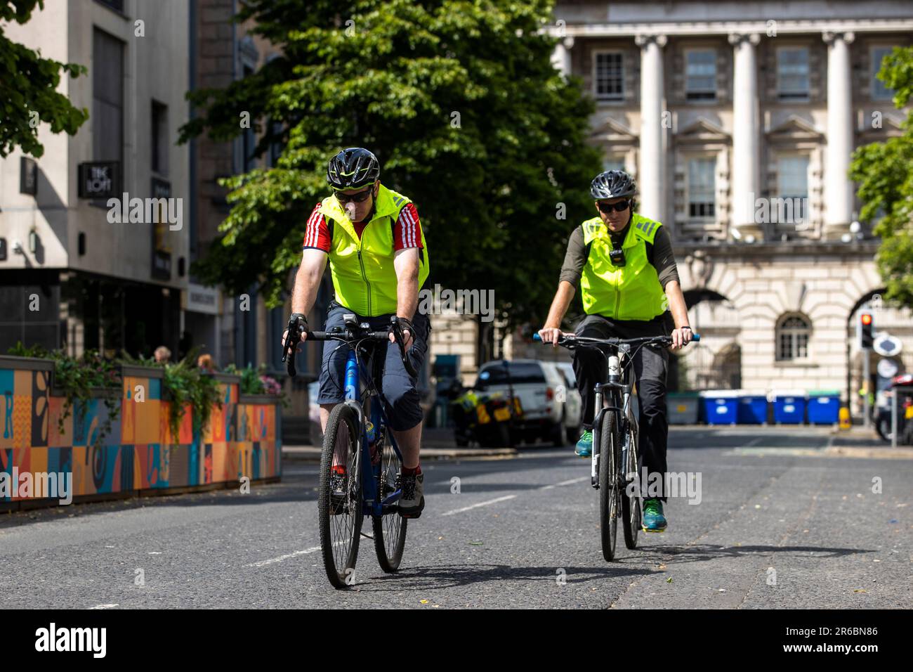 Police officers in Belfast on unmarked bicycles, as officers across