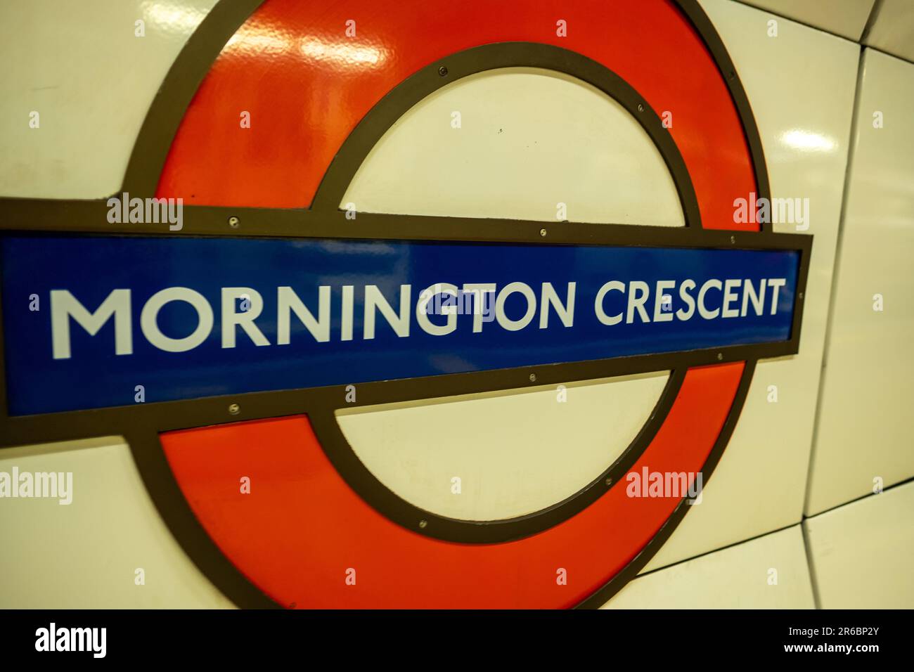 LONDON- MARCH 21, 2023: Mornington Crescent Underground Station, a Northern Line station in borough of Camden, north London Stock Photo