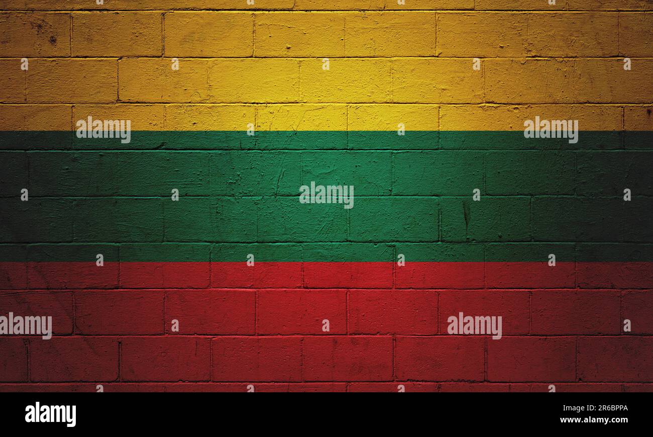 Flag of Lithuania painted on a cinder block wall Stock Photo - Alamy