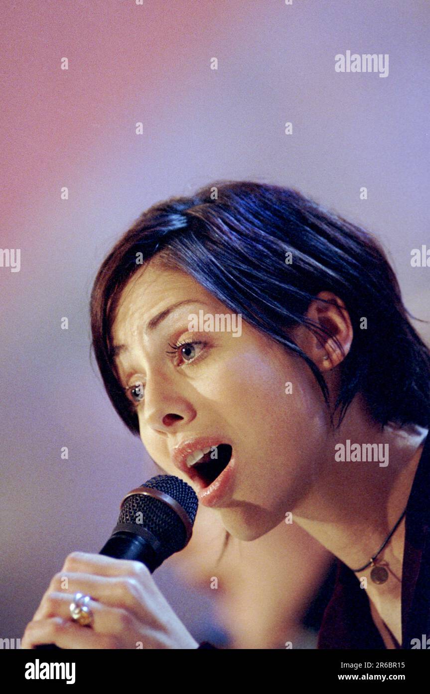 Milan Italy 1997 -10-15 : Natalie Imbruglia live concert, telecast by Italia 1, Super Stock Photo