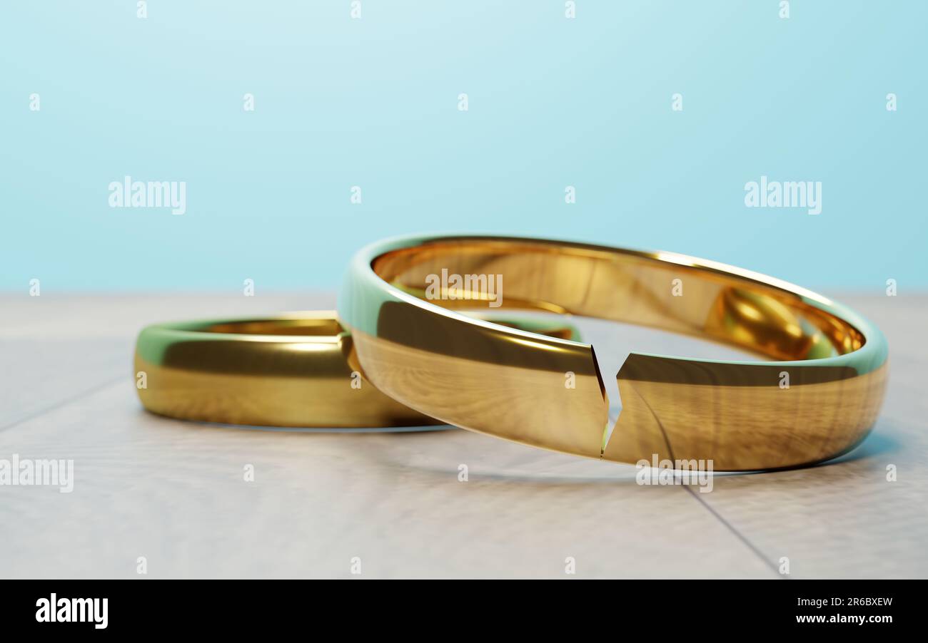 Cracked gold wedding ring, Symbolizing Separation and Relationship