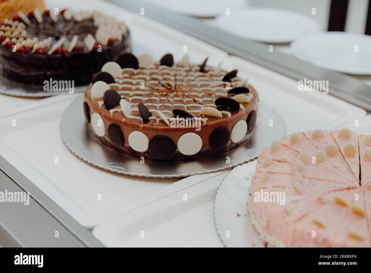 A delectable cake on white plate Stock Photo