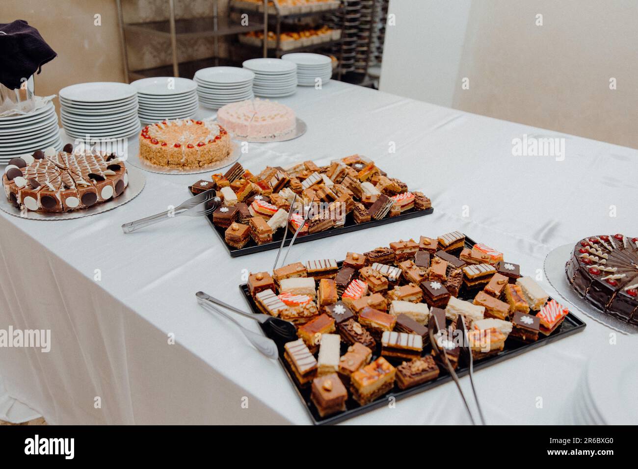An array of delectable desserts on table Stock Photo