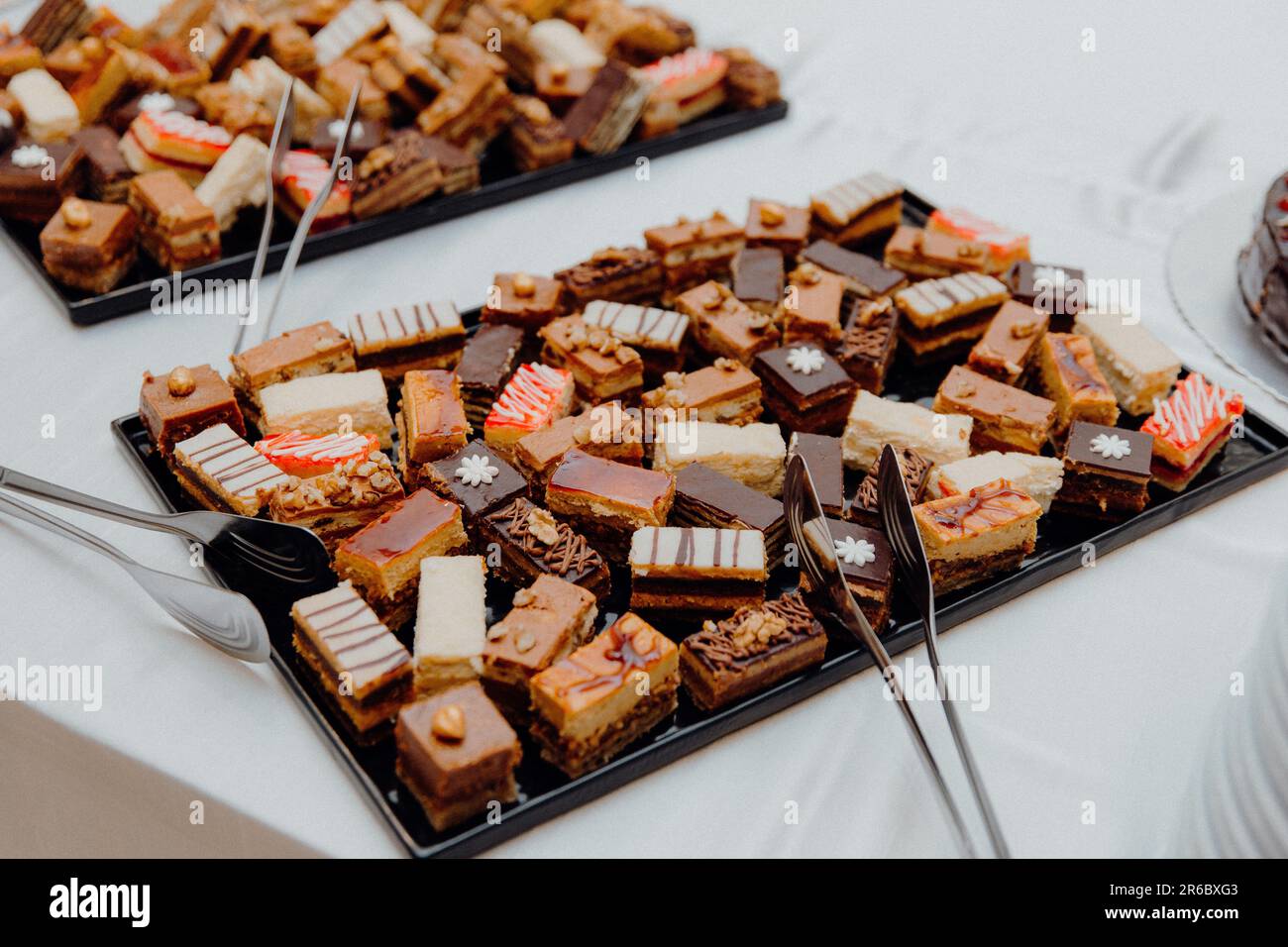 An array of delectable desserts on table Stock Photo