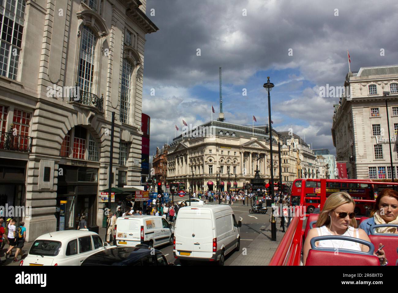 A View Of Piccadilly Circus From A Tourist Bus London England Uk