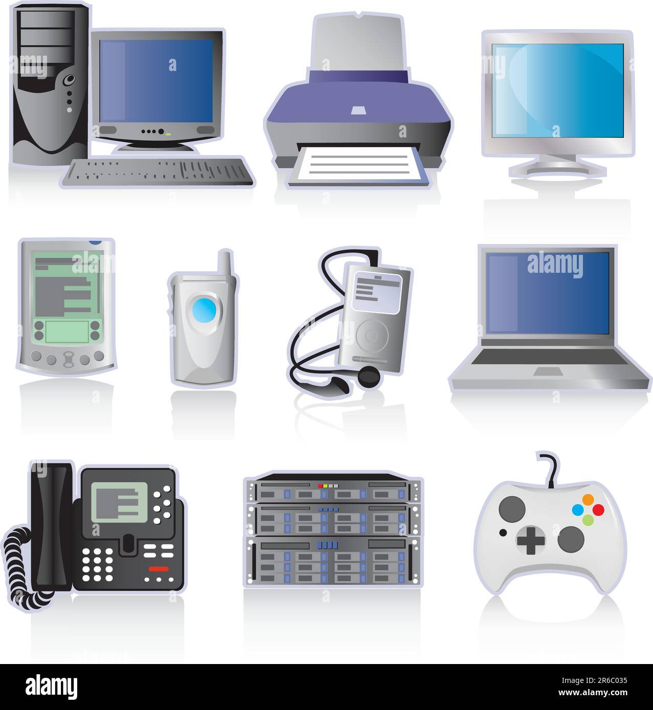 Electronic Device Icons with reflection and border Stock Vector Image ...