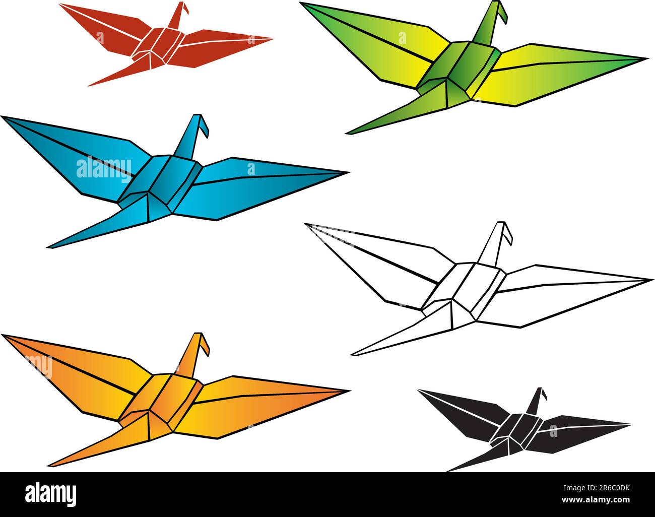 Color paper japanese origami bird stock vector image art alamy