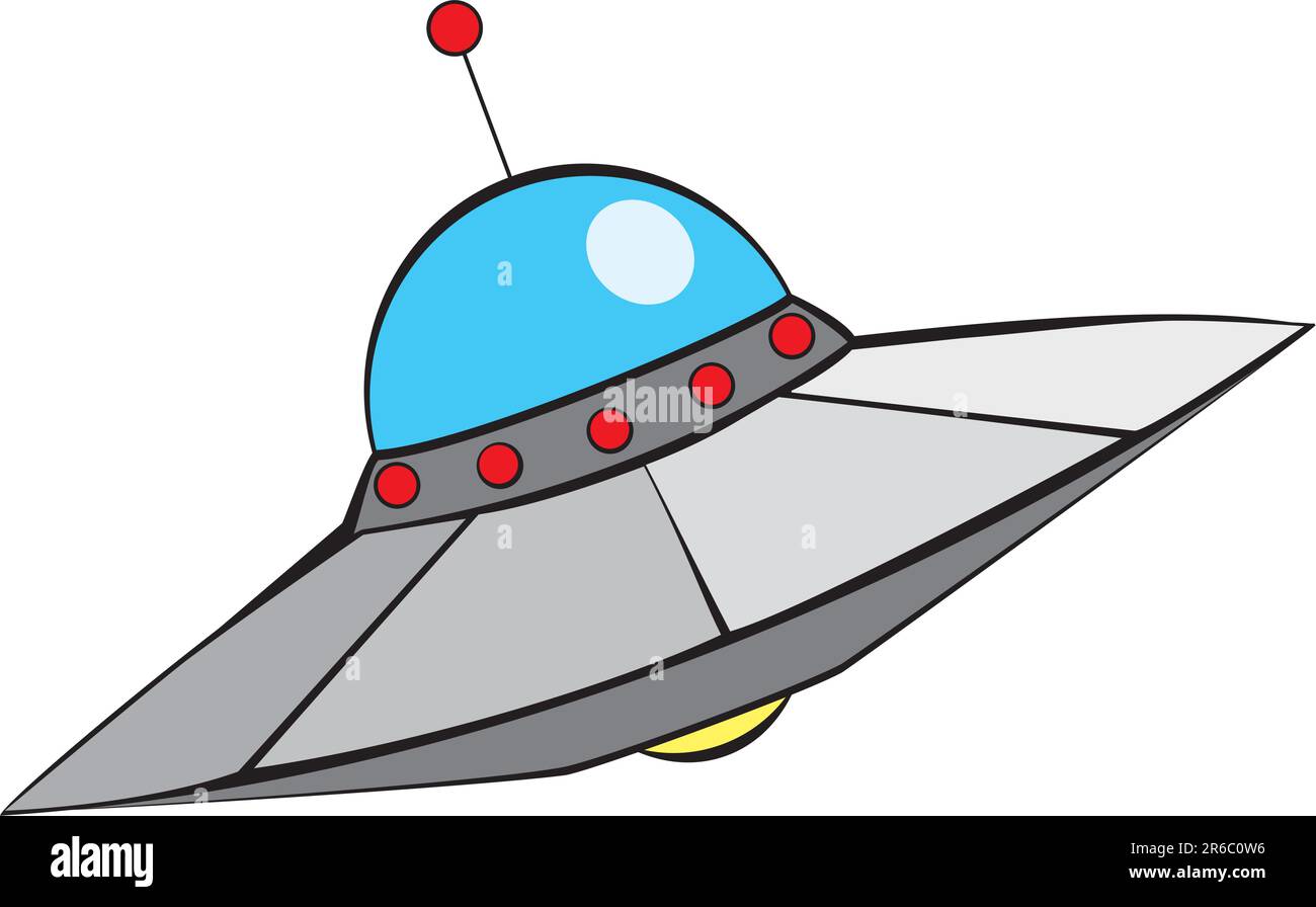 Retro Alien Flying Saucer with in mid-century modern style. Stock Vector