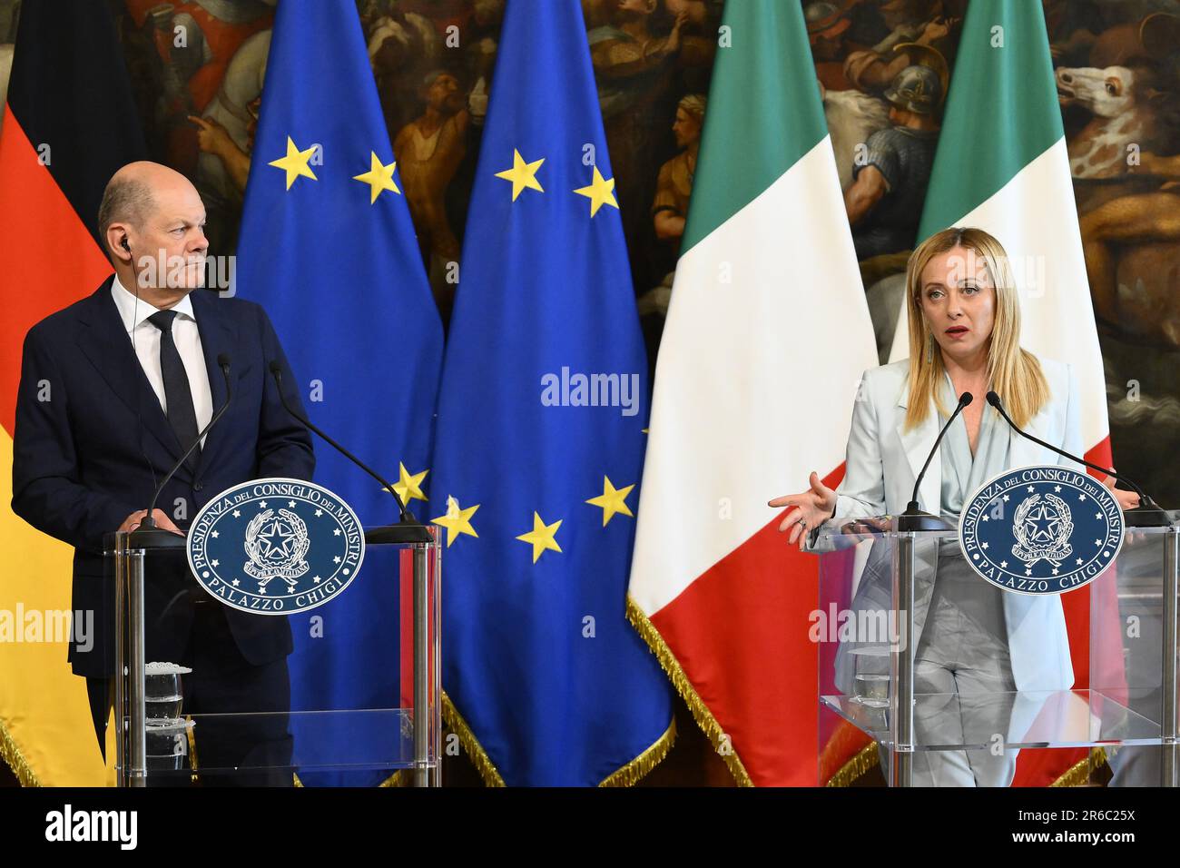 Rome, Italy. 08th June, 2023. The Prime Minister, Meloni, meets